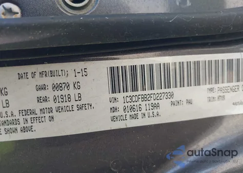 2015 Dodge Dart Sxt from USA, damaged, VIN 1C3CDFBB2FD227330